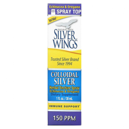 Natural Path Silver Wings, Коллоидное серебро, спрей с травяной настойкой, 150 ч/млн, 1 жидк. унц. (30 мл) #1