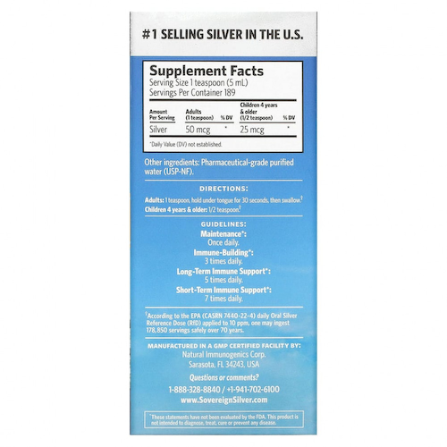Sovereign Silver, Bio-Active Silver Hydrosol, 10 част./млн, 946 мл (32 жидк. унции) #1