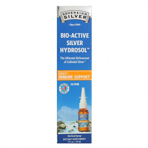 Sovereign Silver, Bio-Active Silver Hydrosol, (биоактивная добавка с серебром), вертикальный спрей, 10 част./млн, 29 мл (1 жидк. унция) #1