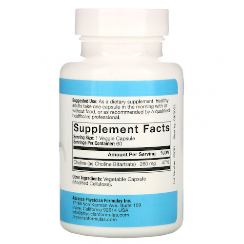Advance Physician Formulas, битартрат холина, 650 мг, 60 вегетарианских капсул #1