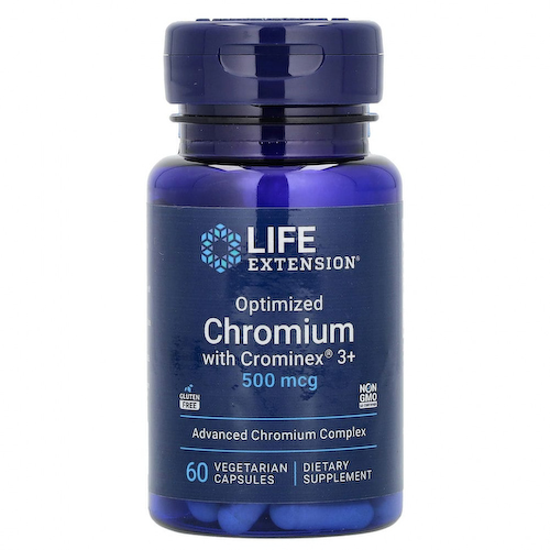 Life Extension, оптимизированный хром с Crominex 3+, 500 мкг, 60 вегетарианских капсул #1
