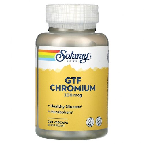 Solaray, GTF хром, 200 мкг, 200 капсул на растительной основе #1