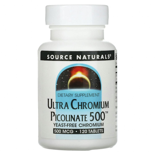 Source Naturals, ультра пиколинат хрома 500, 500 мкг, 120 таблеток #1