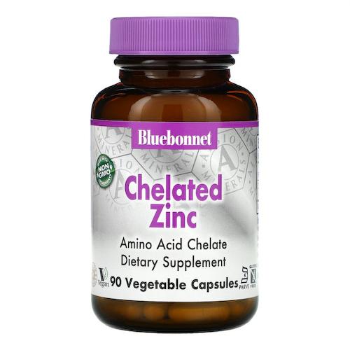 Bluebonnet Nutrition, цинк в хелатной форме, 90 растительных капсул #1