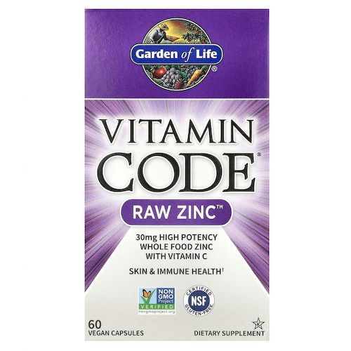 Garden of Life, Vitamin Code, RAW Zinc, 60 веганских капсул #1