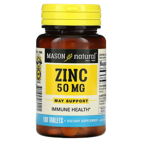 Mason Natural, цинк, 50 мг, 100 таблеток #1