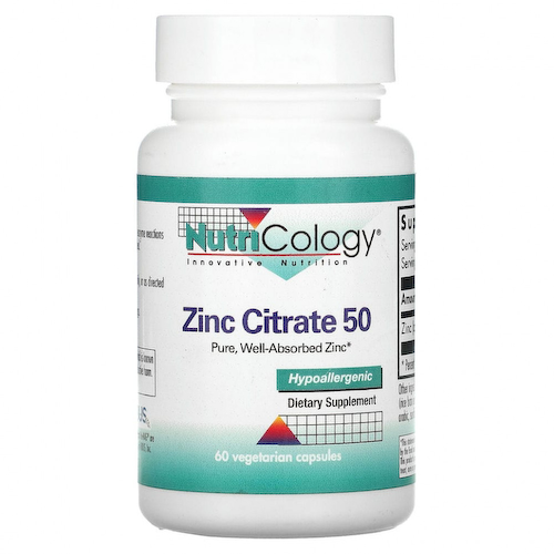 Nutricology, Цитрат цинка 50, 60 вегетарианских капсул #1