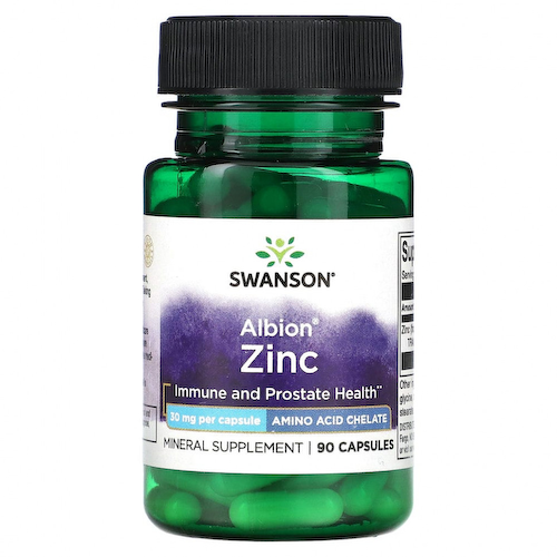 Swanson, Albion Zinc, 30 мг, 90 капсул #1