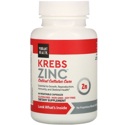Vibrant Health, Krebs Zinc, 60 растительных капсул #1