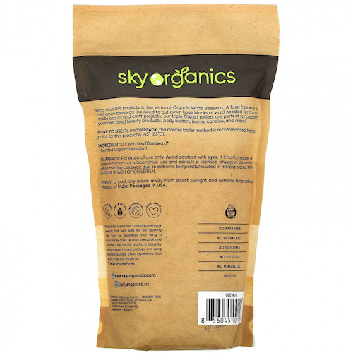 Sky Organics, органический белый пчелиный воск, 454 г (16 унций) #1