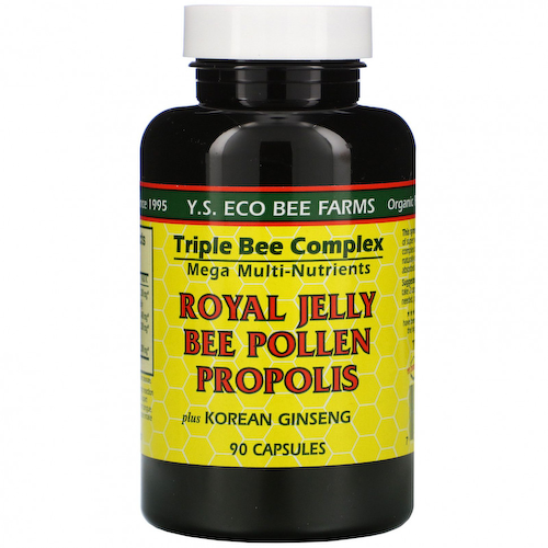Y.S. Eco Bee Farms, Маточное молочко, пчелиная пыльца, прополис и корейский женьшень, 90 капсул #1