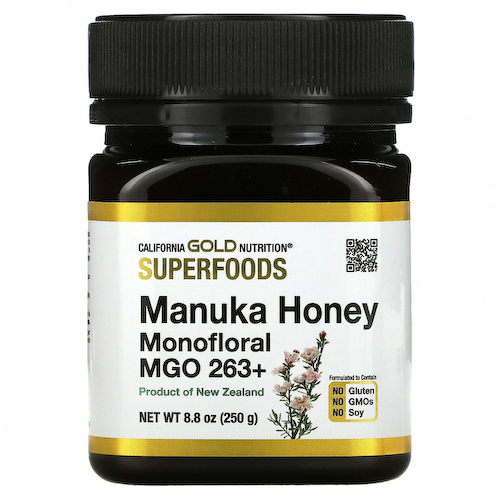 California Gold Nutrition, SUPERFOODS, монофлорный мед манука, MGO 263+, 250 г (8,8 унции) #1
