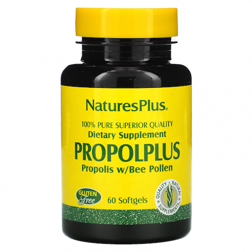 NaturesPlus, Propolplus, прополис с пчелиной пыльцой, 60 капсул #1