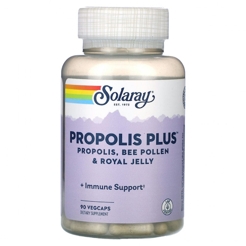 Solaray, Propolis Plus, прополис, пчелиная пыльца и маточное молочко, 90 растительных капсул #1