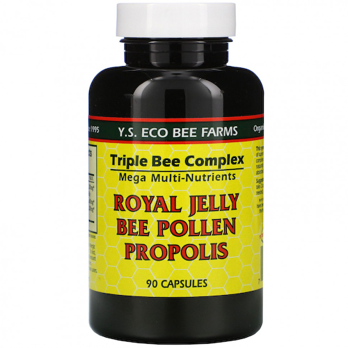 Y.S. Eco Bee Farms, Маточное молочко, пчелиная пыльца, прополис, 90 капсул #1