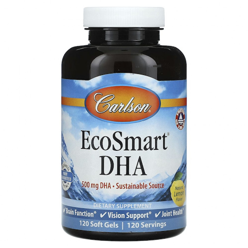Carlson, EcoSmart DHA, натуральный лимон, 500 мг, 120 мягких таблеток #1