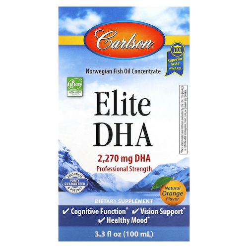 Carlson Labs, Elite DHA натуральный апельсиновый вкус, 2270 мг, 100 мл (3,3 жидк. унции) #1