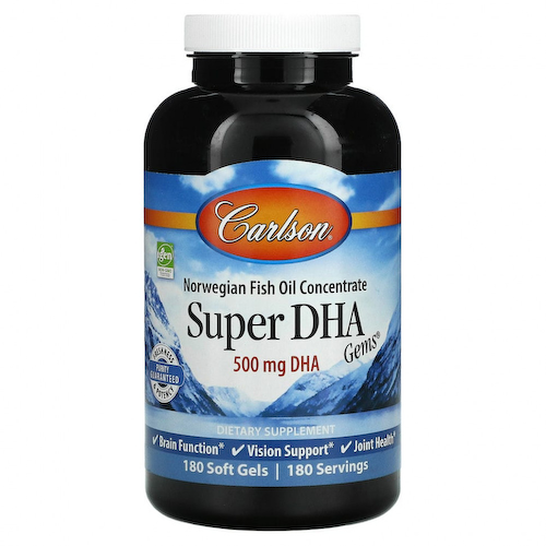 Carlson Labs, Super-DHA Gems, 500 мг, 180 желатиновых капсул #1