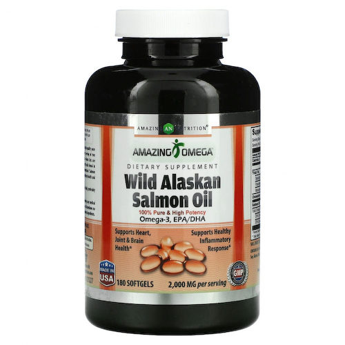 Amazing Nutrition, Жир дикого аляскинского лосося, 2000 мг, 180 мягких таблеток #1