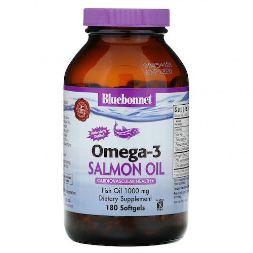 Bluebonnet Nutrition, Натуральный омега-3 жир лосося, 1000 мг, 180 мягких капсул #1