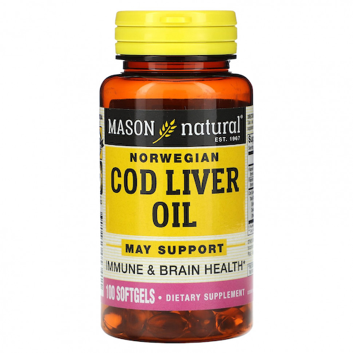 Mason Natural, Жир печени норвежской трески, 100 мягких таблеток #1