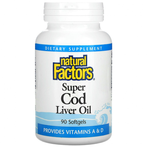 Natural Factors, супержир печени трески, 90 мягких таблеток #1