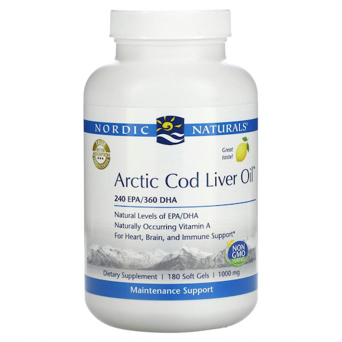 Nordic Naturals, Arctic Cod Liver Oil, жир печени арктической трески, с лимонным вкусом, 1000 мг, 180 мягких таблеток #1