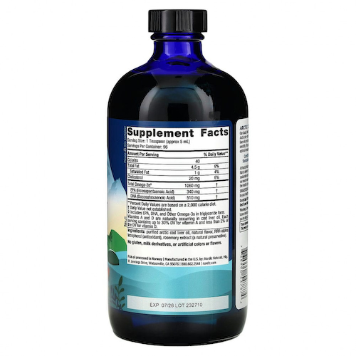 Nordic Naturals, жир печени арктической трески, со вкусом апельсина, 473 мл (16 жидк. унций) #1
