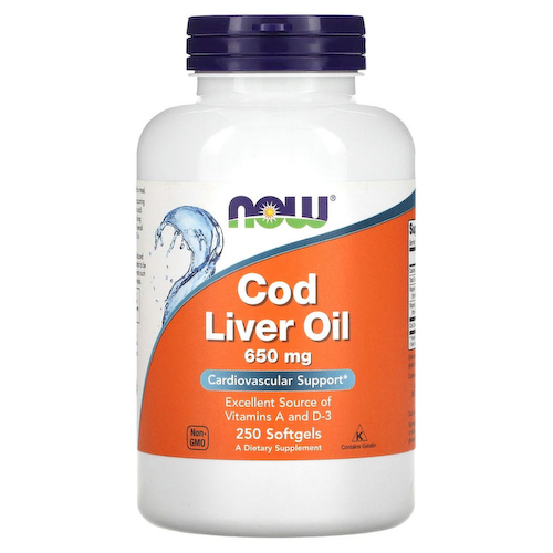 NOW Foods, Cod Liver Oil, 650 мг, 250 мягких желатиновых капсул #1