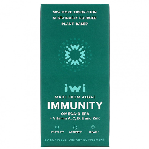 iWi, Immunity, омега-3 ЭПК с витаминами A, C, D, E и цинком, 60 мягких таблеток #1