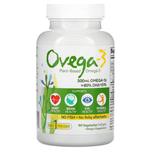 Ovega-3, Веганские омега-3, ДГК + ЭПК, 500 мг, 90 вегетарианских капсул #1