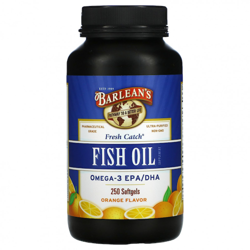 Barlean's, Fresh Catch, добавка с рыбьим жиром, омега-3 ЭПК/ДГК, со вкусом апельсина, 250 мягких желатиновых капсул #1