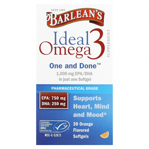 Barlean's, Ideal Omega 3, апельсин, 30 мягких таблеток #1