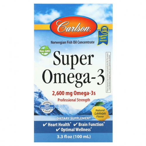 Carlson, Супер Омега-3, натуральный лимонный вкус, 2600 мг, 3,3 ж. унц. (100 мл) #1