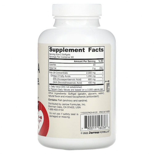 Jarrow Formulas, ЭПК-ДГК баланс, 120 капсул #1