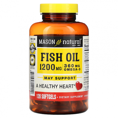 Mason Natural, Рыбий жир, 1200 мг, 120 мягких таблеток #1