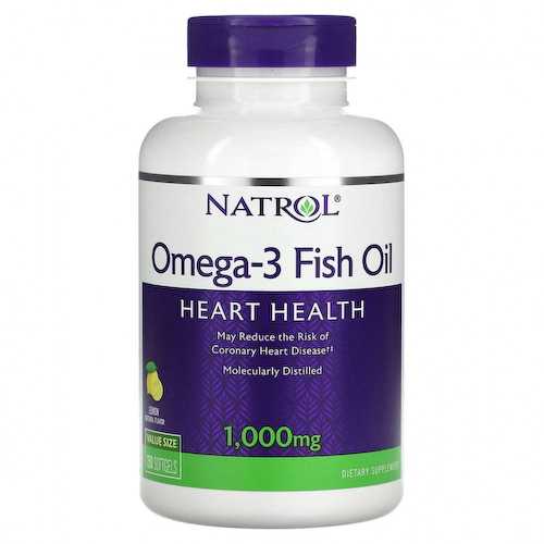 Natrol, рыбий жир омега-3, натуральный лимонный вкус, 1000 мг, 150 мягких таблеток #1