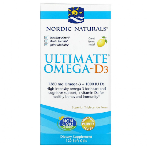 Nordic Naturals, Ultimate Омега-D3, со вкусом лимона, 1000 мг, 120 капсул #1