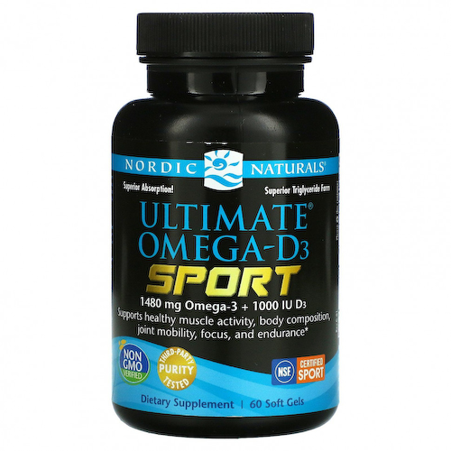 Nordic Naturals, Ultimate Омега-D3, Sport, 60 капсул #1