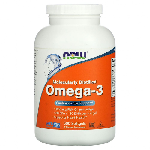 NOW Foods, жирные кислоты омега-3, 180 ЭПК / 120 ДГК, 500 капсул #1
