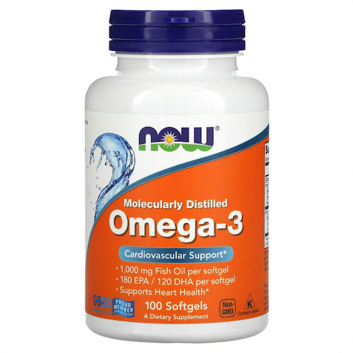 NOW Foods, жирные кислоты омега-3, 180 ЭПК / 120 ДГК, 100 капсул #1