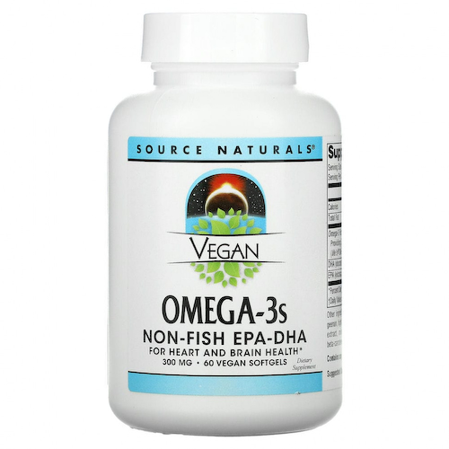 Source Naturals, Веганская Омега 3S, ЭПК-ДГК, 300 мг, 60 веганских мягких таблеток #1