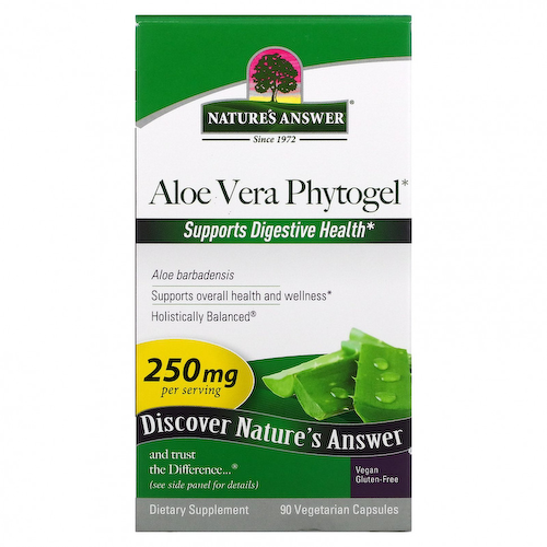 Nature's Answer, фитогель алоэ вера, 250 мг, 90 растительных капсул #1