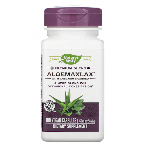 Nature's Way, AloeMaxLax с каскарой, 360 мг, 100 веганских капсул #1