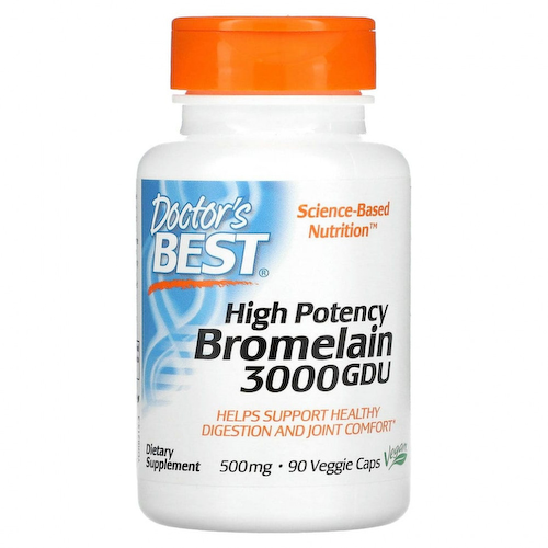 Doctor's Best, высокоэффективный бромелаин, 3000 GDU, 500 мг, 90 растительных капсул #1