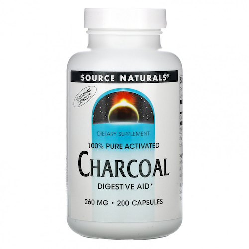 Source Naturals, 100% чистый активированный уголь, 260 мг, 200 капсул #1