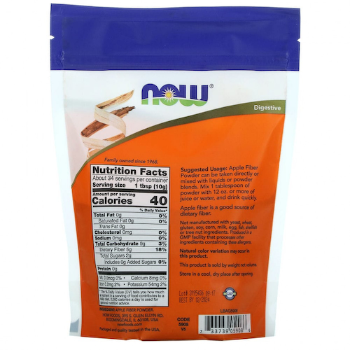 NOW Foods, яблочная клетчатка, чистый порошок, 340 г (12 унций) #1
