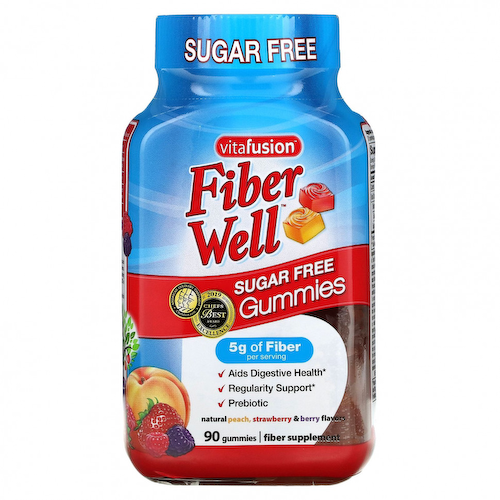 VitaFusion, Fiber Well, персик, клубника, ягоды, 90 жевательных таблеток #1