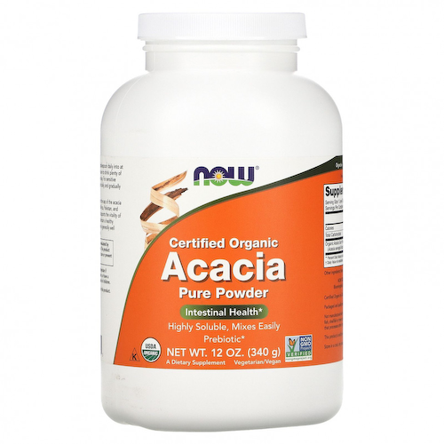 NOW Foods, Сертифицированный органический порошок, клетчатка акации, 12 унций (340 г) #1