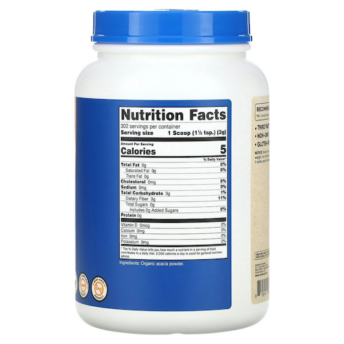Nutricost, Органический порошок из волокон акации, без добавок, 907 г (2 фунта) #1